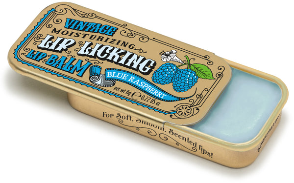 Blue Raspberry Lip Licking Flavored Lip Balm - Vintage Slider Tin ...