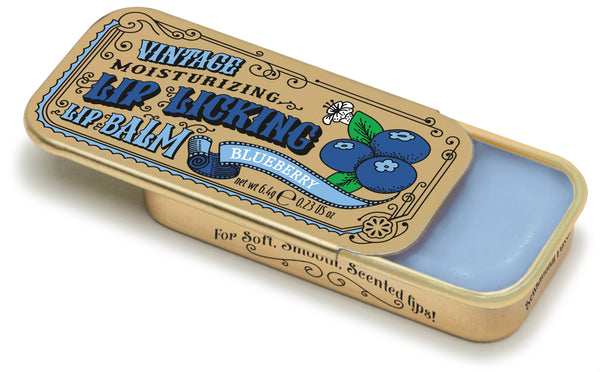 Blueberry Lip Licking Flavored Lip Balm - Vintage Slider Tin | Tinte ...