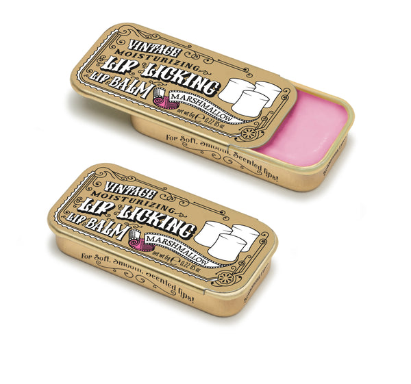 Marshmallow Lip Licking Flavored Lip Balm Vintage Slider Tin Tinte Cosmetics 