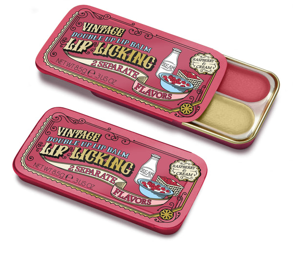 Raspberry & Cream Double Up Flavored Lip Balm - Vinatge Slider Tin ...